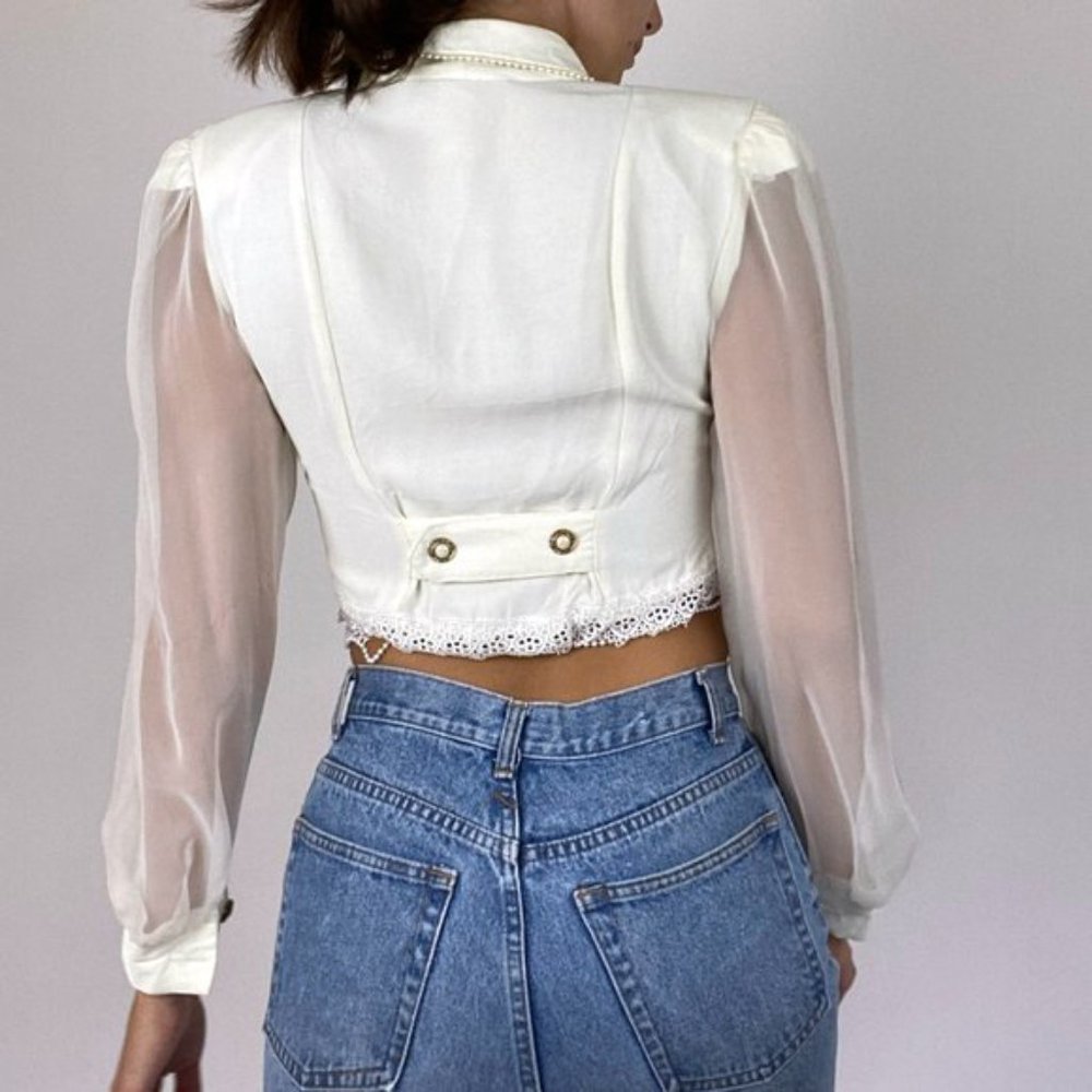 Vintage 1960's Crop Top GoGo Blouse Boho Hippie - Picture 5 of 12